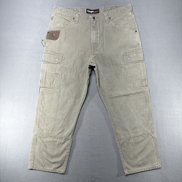Wrangler Riggs Pants Mens 38x30 Olive‎ Carpenter Ripstop American Workwear Cargo - Picture 1 of 10